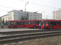 Сразу три пассажирских автобуса столкнулись в Казани  